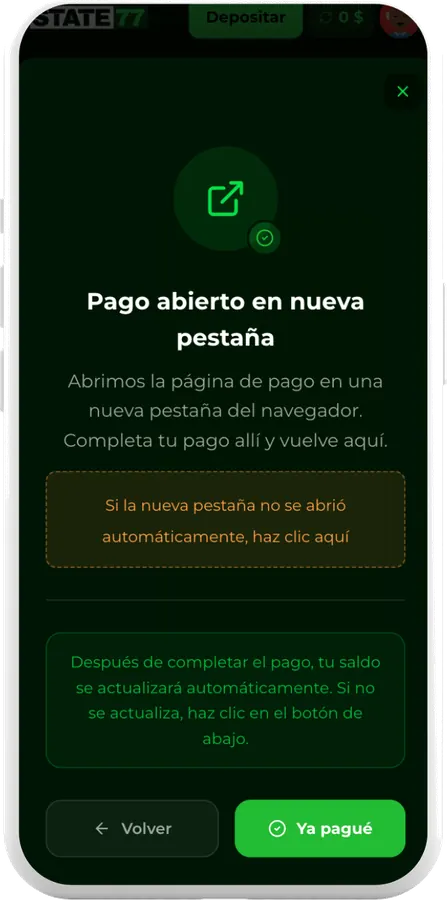 Captura de la app de State77 en Chile, pantalla 4